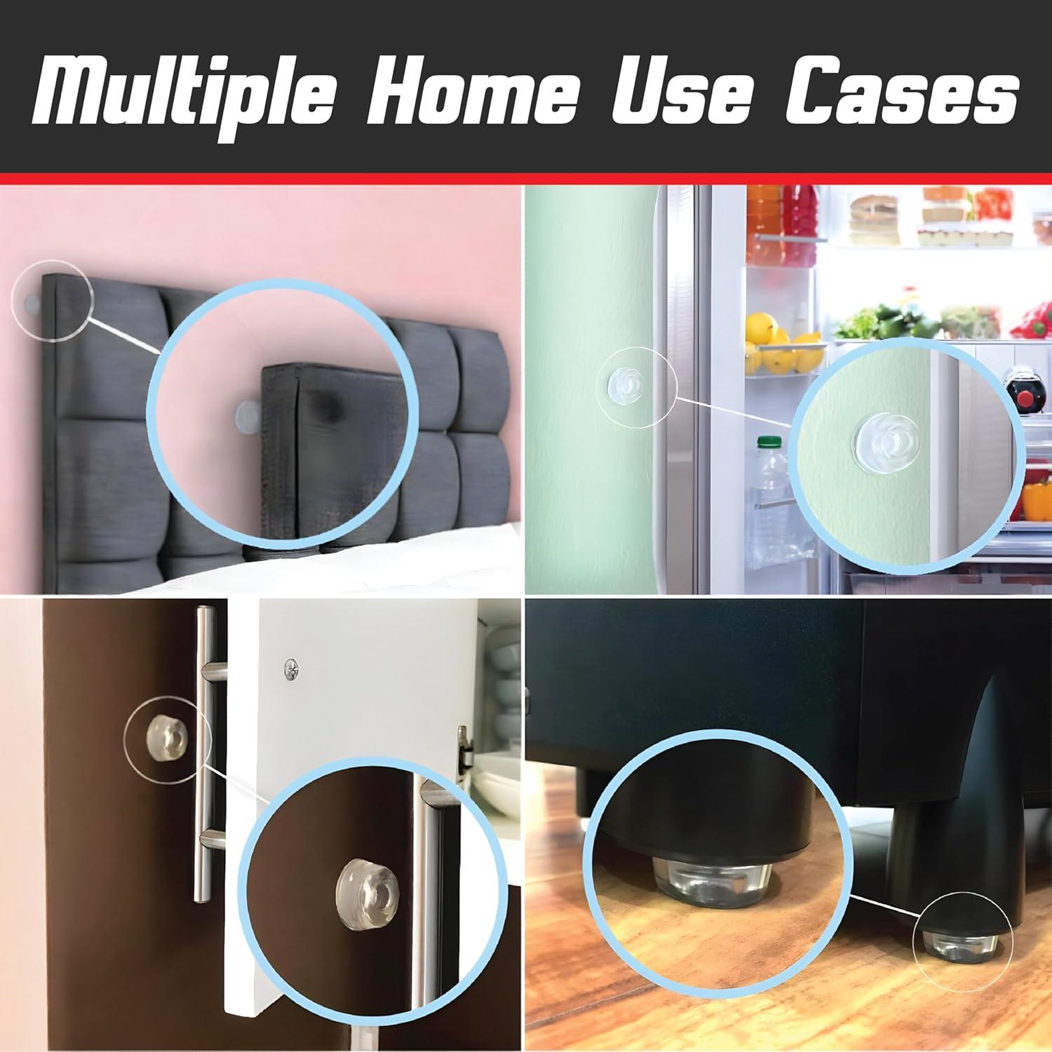 Topes de Puerta Autoadhesivos GorillaGrit - Juego de 12, Negro