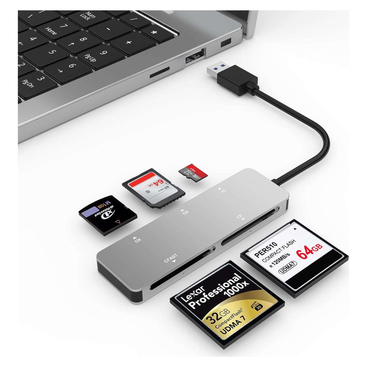 Lector de Tarjetas 5 en 1 Yeemie Pro USB-A 3.0 CFast SD CF TF