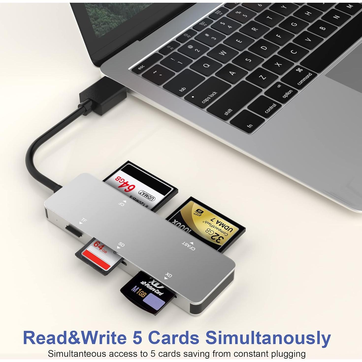 Lector de Tarjetas 5 en 1 Yeemie Pro USB-A 3.0 CFast SD CF TF