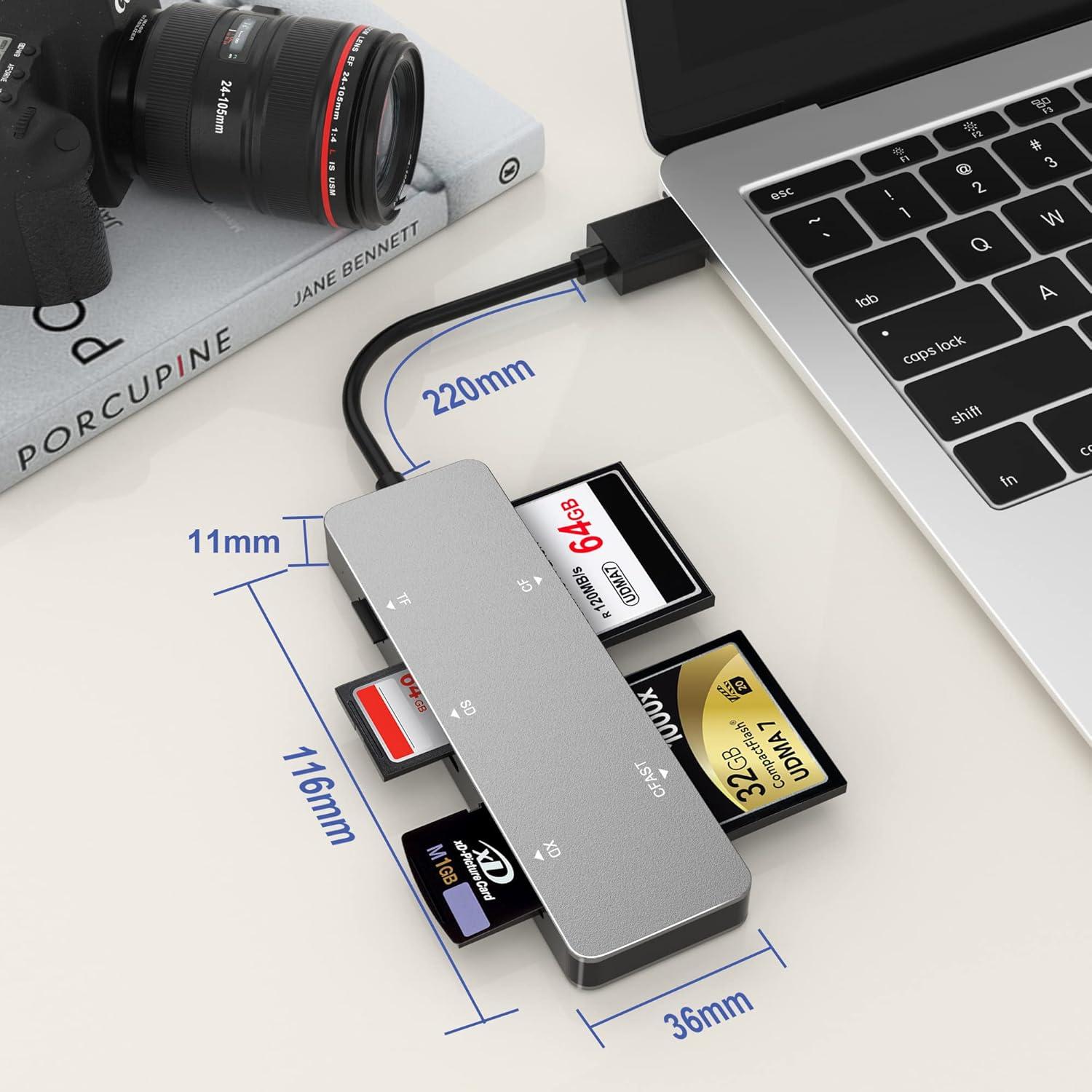 Lector de Tarjetas 5 en 1 Yeemie Pro USB-A 3.0 CFast SD CF TF