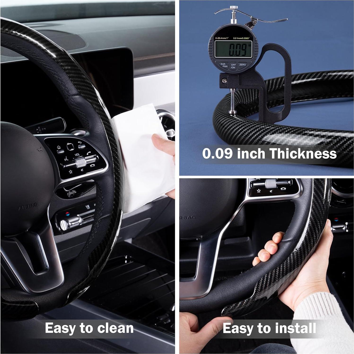 Cubierta de Volante de Coche Aotoyou Fibra de Carbono 37.5 cm