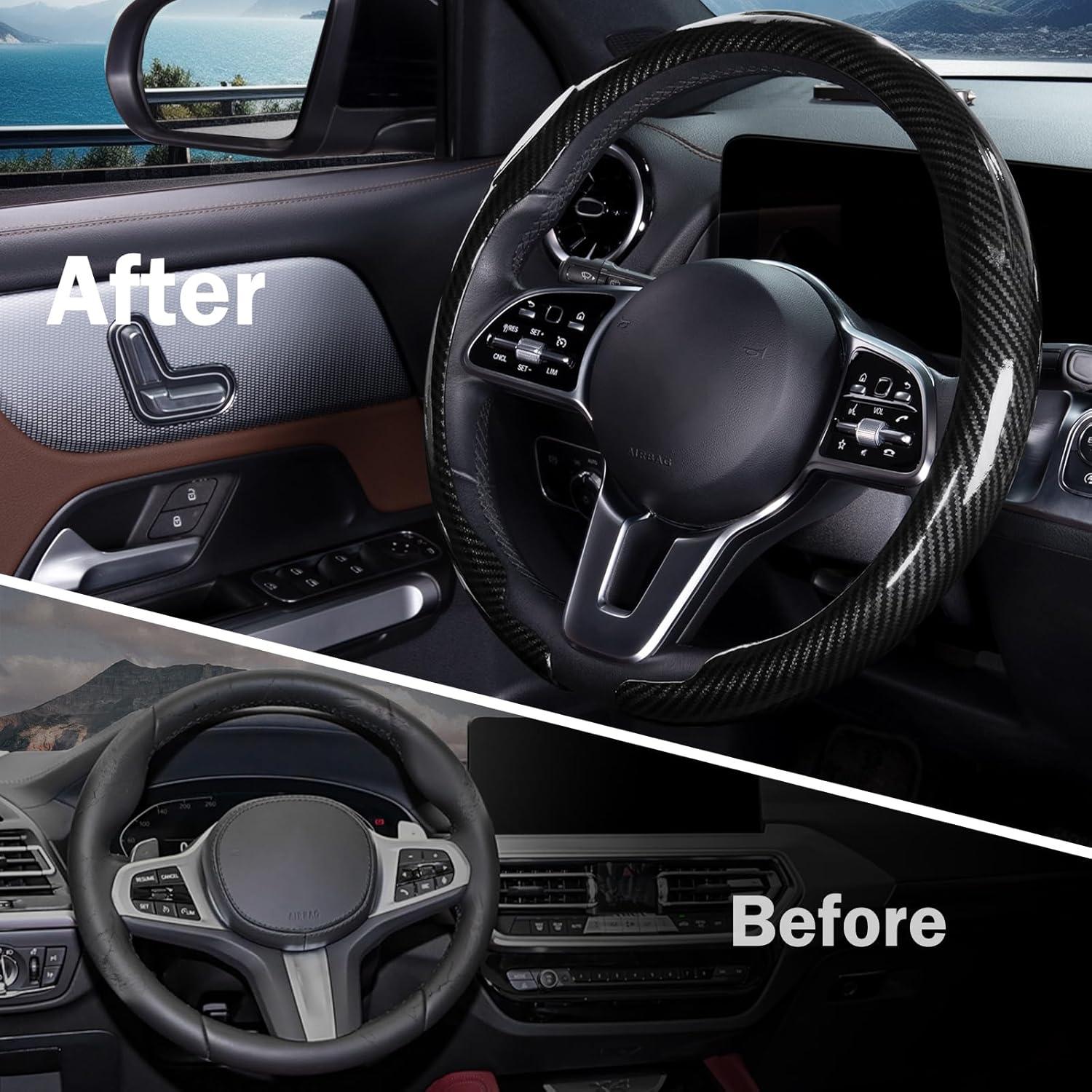 Cubierta de Volante de Coche Aotoyou Fibra de Carbono 37.5 cm