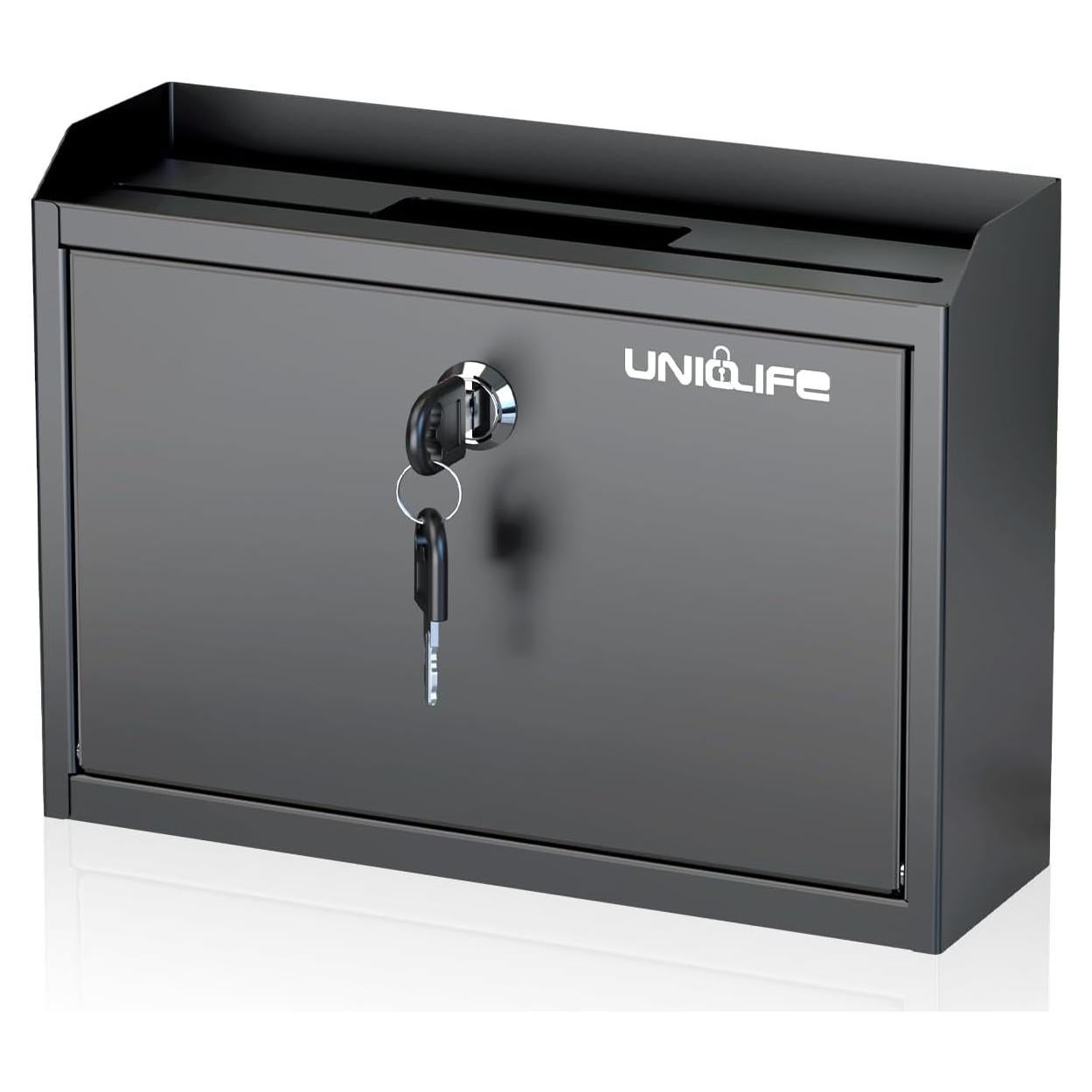 Buzón de Pared Uniclife BG3573-BK con Cerradura y Soporte