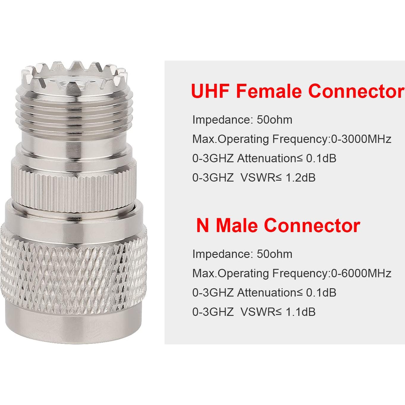 Adaptador N Macho a UHF Hembra XRDS -RF 50 Ohmios Paquete de 2