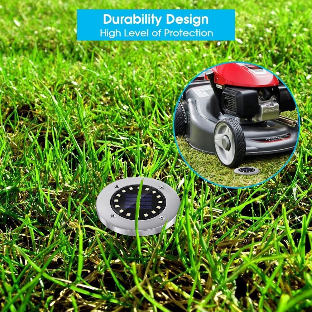 Luces Solares de Suelo NFESOLAR 16 LEDs Azul Impermeables 8 Pzas