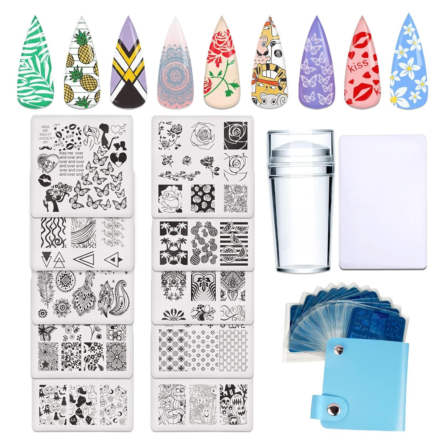 Kit de Estampado de Uñas MAXCICI 10 Placas + Estampador
