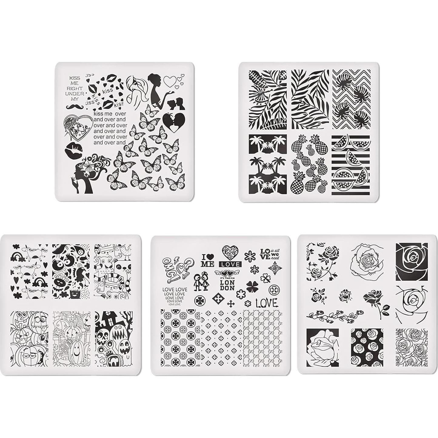 Kit de Estampado de Uñas MAXCICI 10 Placas + Estampador