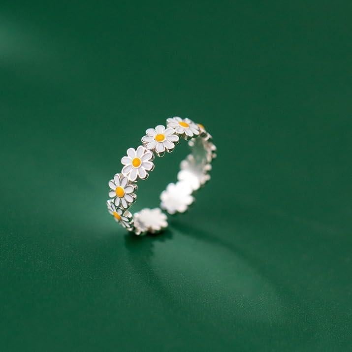 Anillo Ajustable de Flor Margarita Encantadora para Mujeres