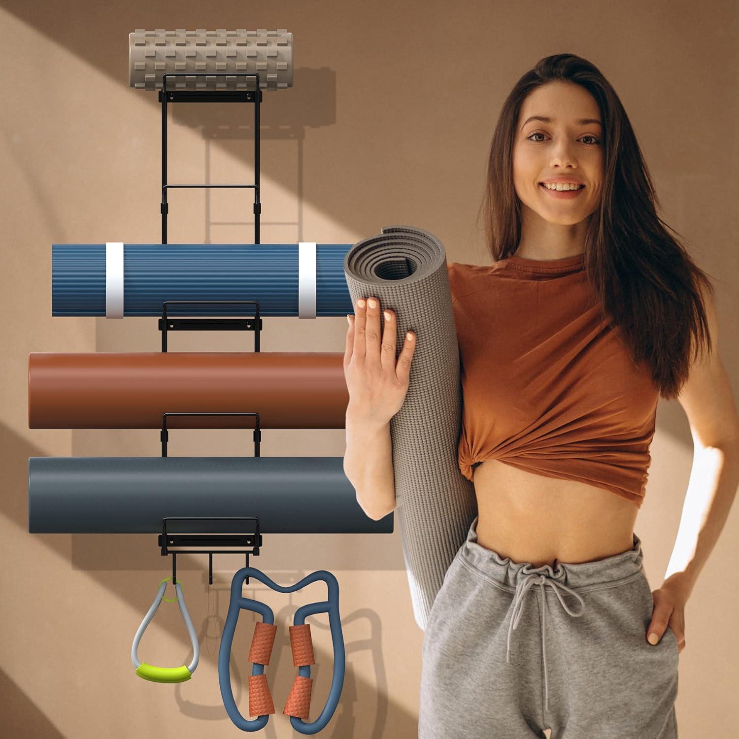 Soporte de Esteras de Yoga Kesito Montado en Pared 5 Secciones