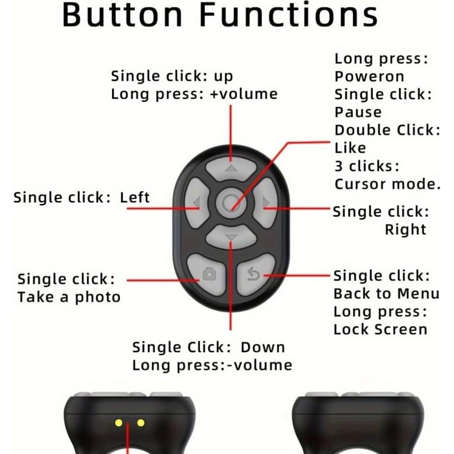 Anillo Inalámbrico Control Remoto Yndoka para Selfie Negro