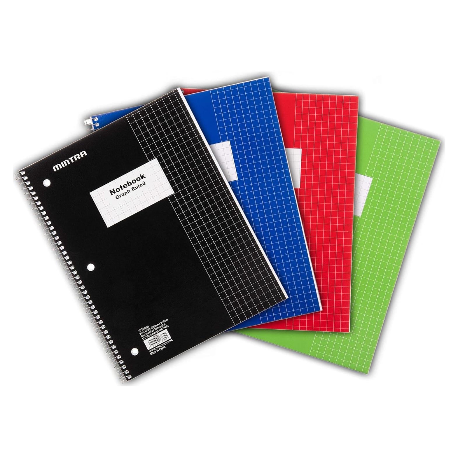 Cuadernos Espirales Mintra Office Cuadrícula 4x4 Paquete de 4