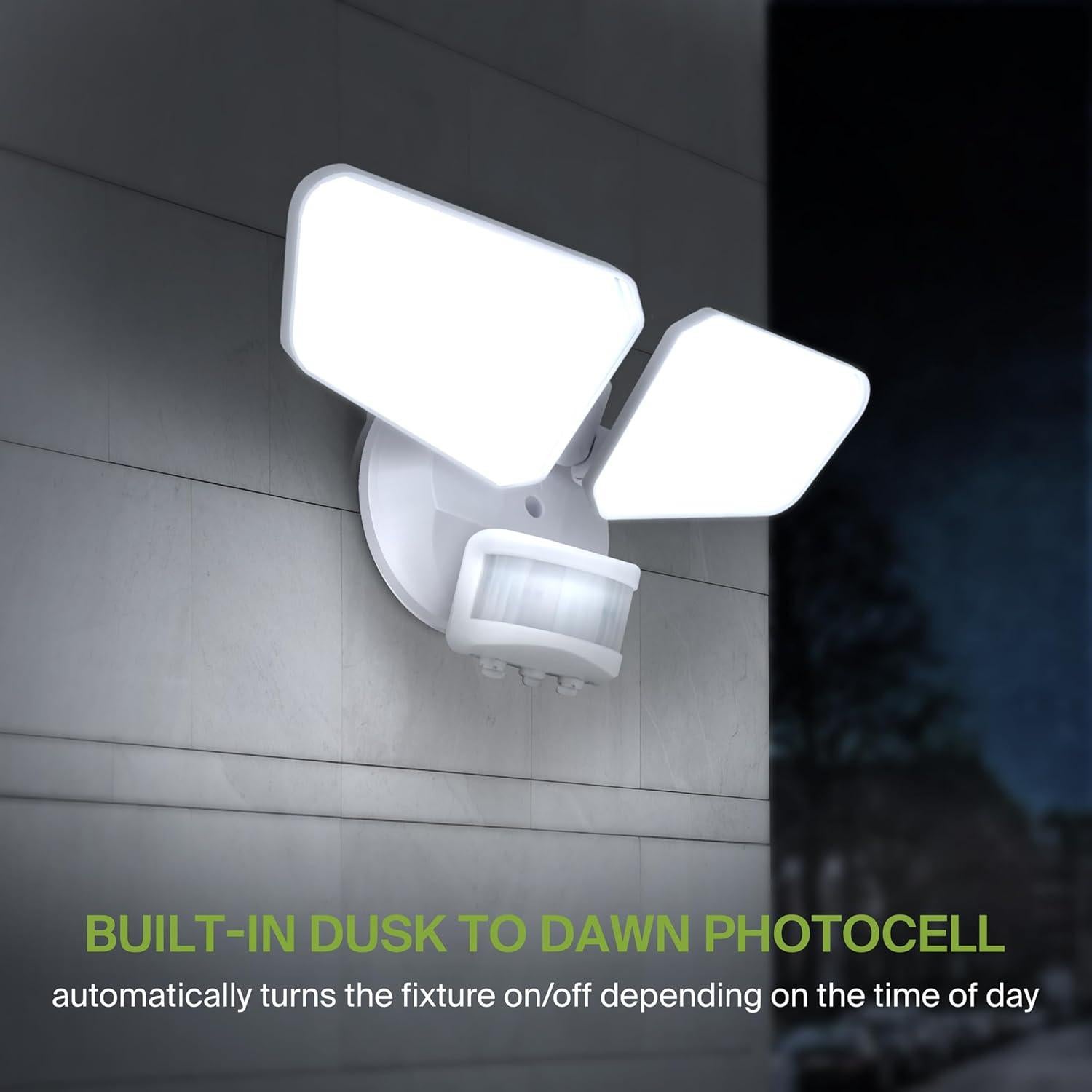 ASD LED Motion Sensor Outdoor Lights, 20W 5CCT Backyard Flood Lights Outdoor, Dusk to Dawn Motion Lights for Outside with Photocell, Wired Security Lighting for Porch, House, Garage, UL DLC, White