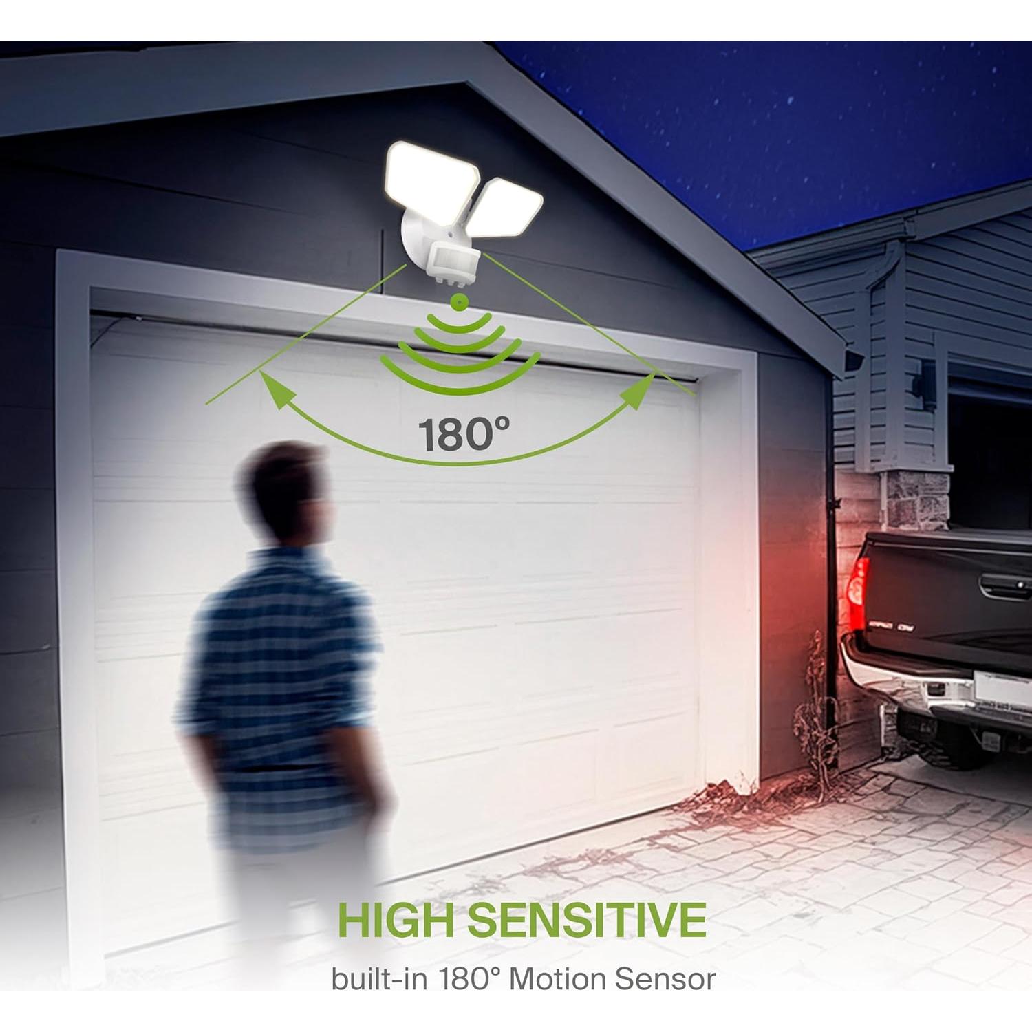 ASD LED Motion Sensor Outdoor Lights, 20W 5CCT Backyard Flood Lights Outdoor, Dusk to Dawn Motion Lights for Outside with Photocell, Wired Security Lighting for Porch, House, Garage, UL DLC, White