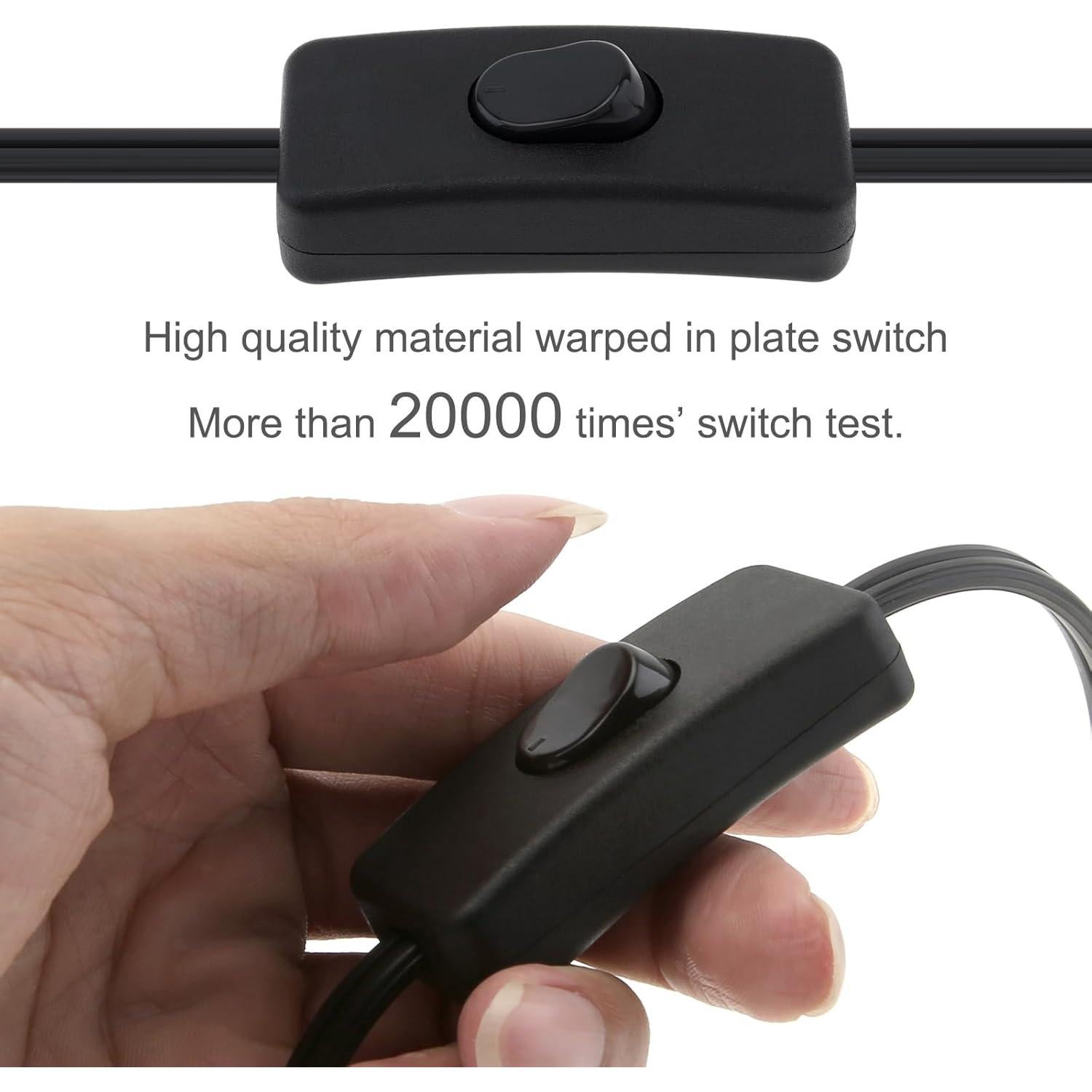 Cable de Lámpara RTNLIT 2.5M con Interruptor y Enchufe Negro