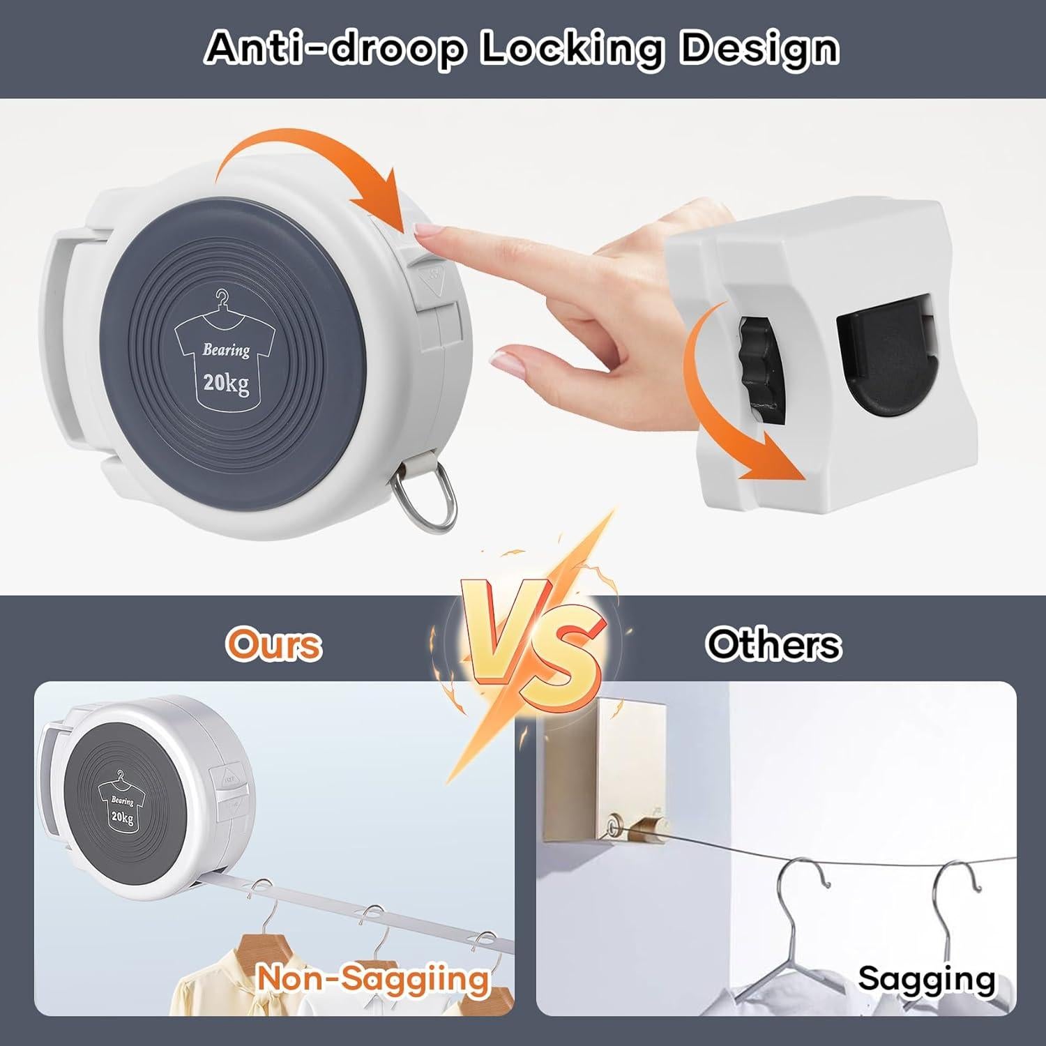 Cuerda de Ropa Retráctil Masterwise 4.19m Antideslizante