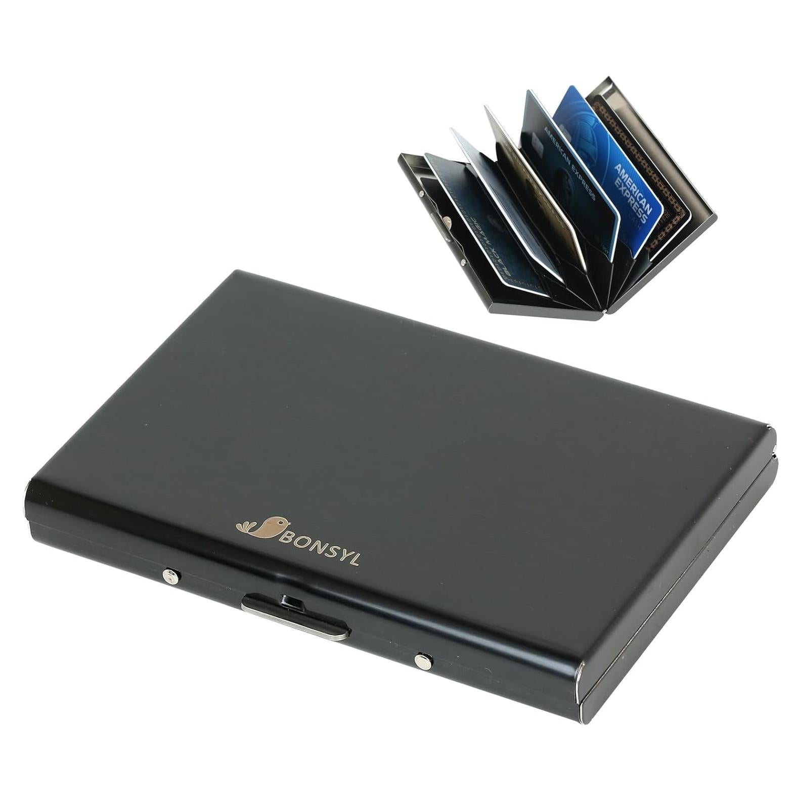 Soporte para Tarjetas de Crédito BONSYL Negro con Bloqueo RFID