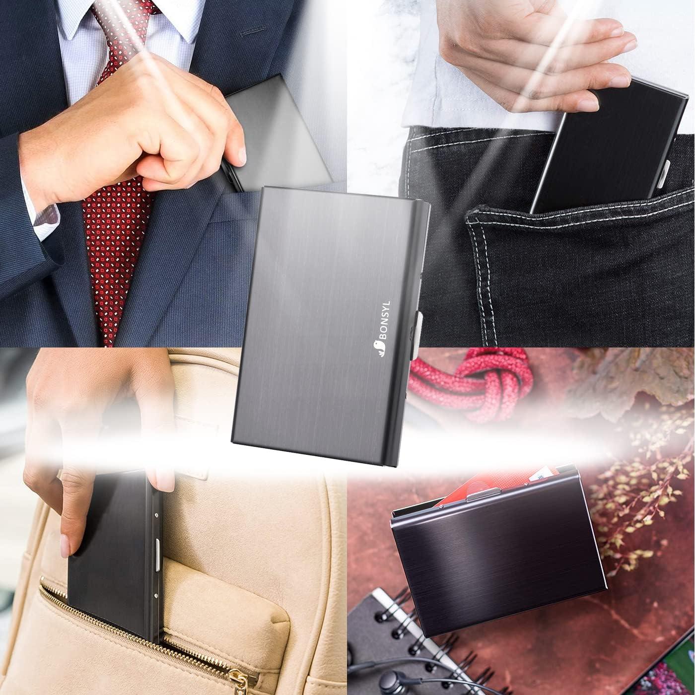 Soporte para Tarjetas de Crédito BONSYL Negro con Bloqueo RFID