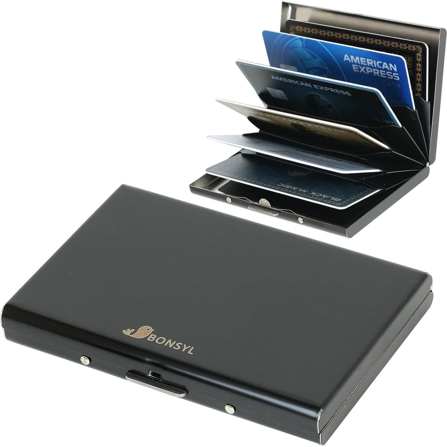 Soporte para Tarjetas de Crédito BONSYL Negro con Bloqueo RFID