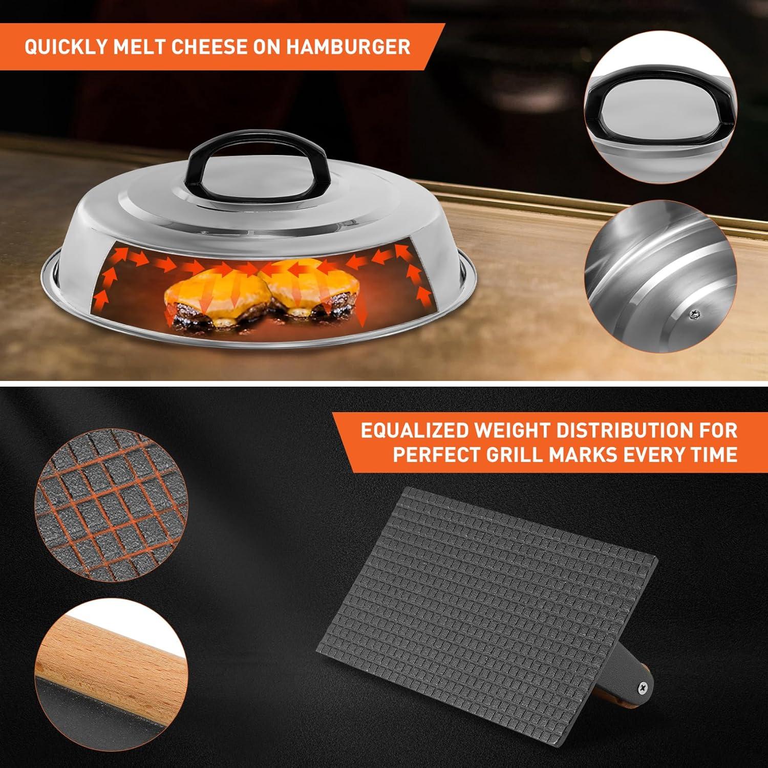 Cubierta Redonda de Acero Inoxidable 30.48 cm + Prensa Hierro Fundido