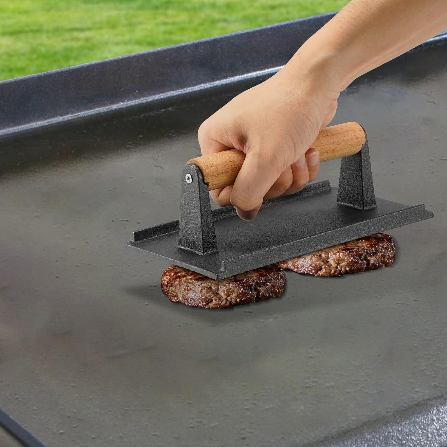 Cubierta Redonda de Acero Inoxidable 30.48 cm + Prensa Hierro Fundido