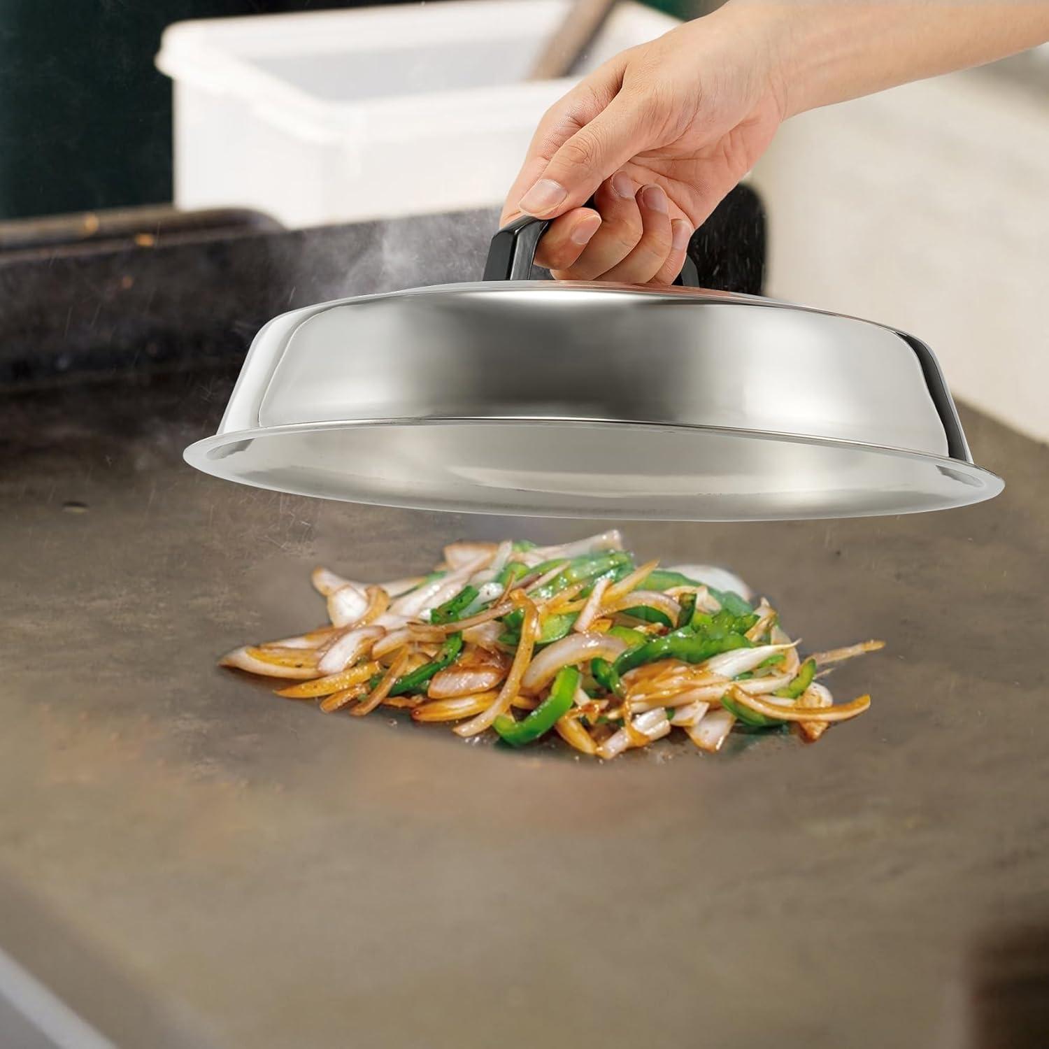 Cubierta Redonda de Acero Inoxidable 30.48 cm + Prensa Hierro Fundido