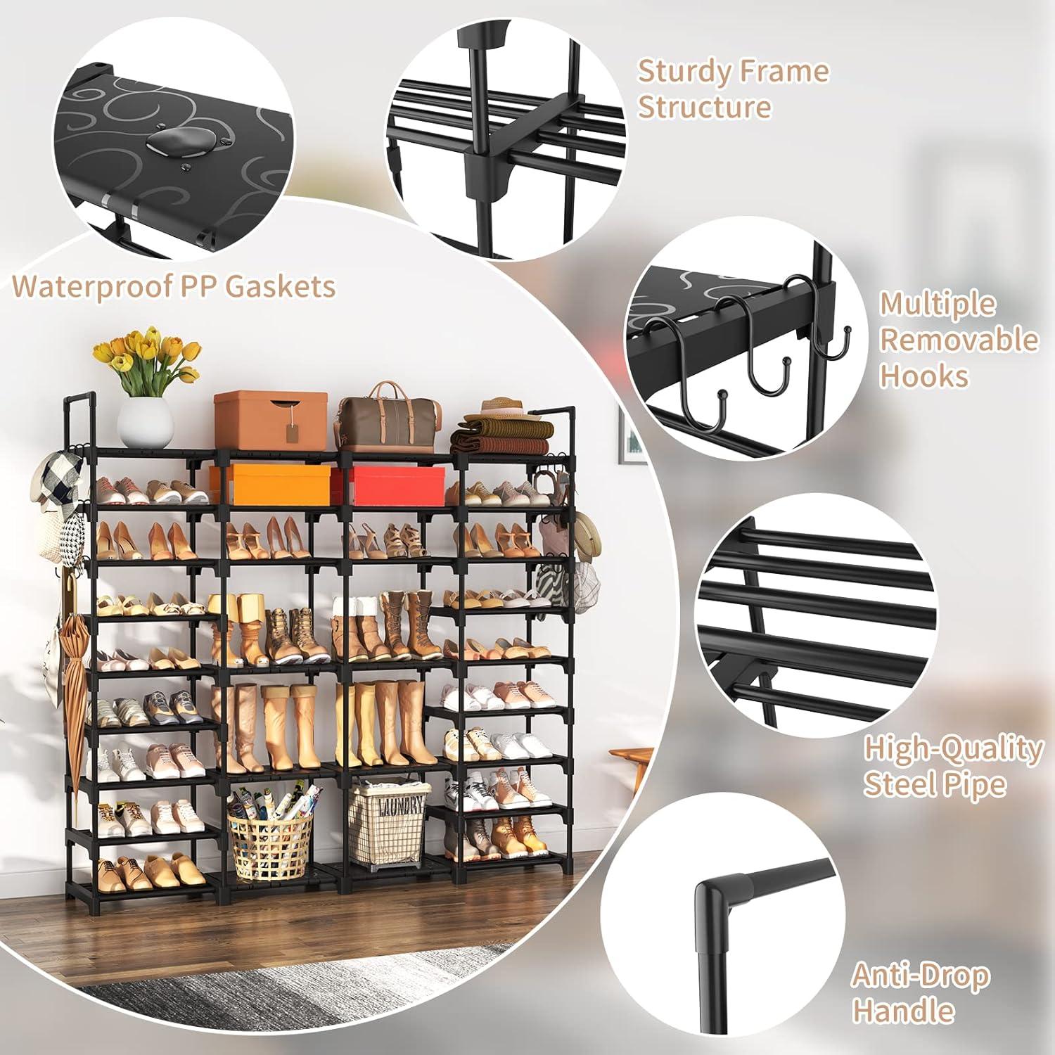 Estante de Zapatos Grande ROJASOP 9 Niveles Negro 68 Pares