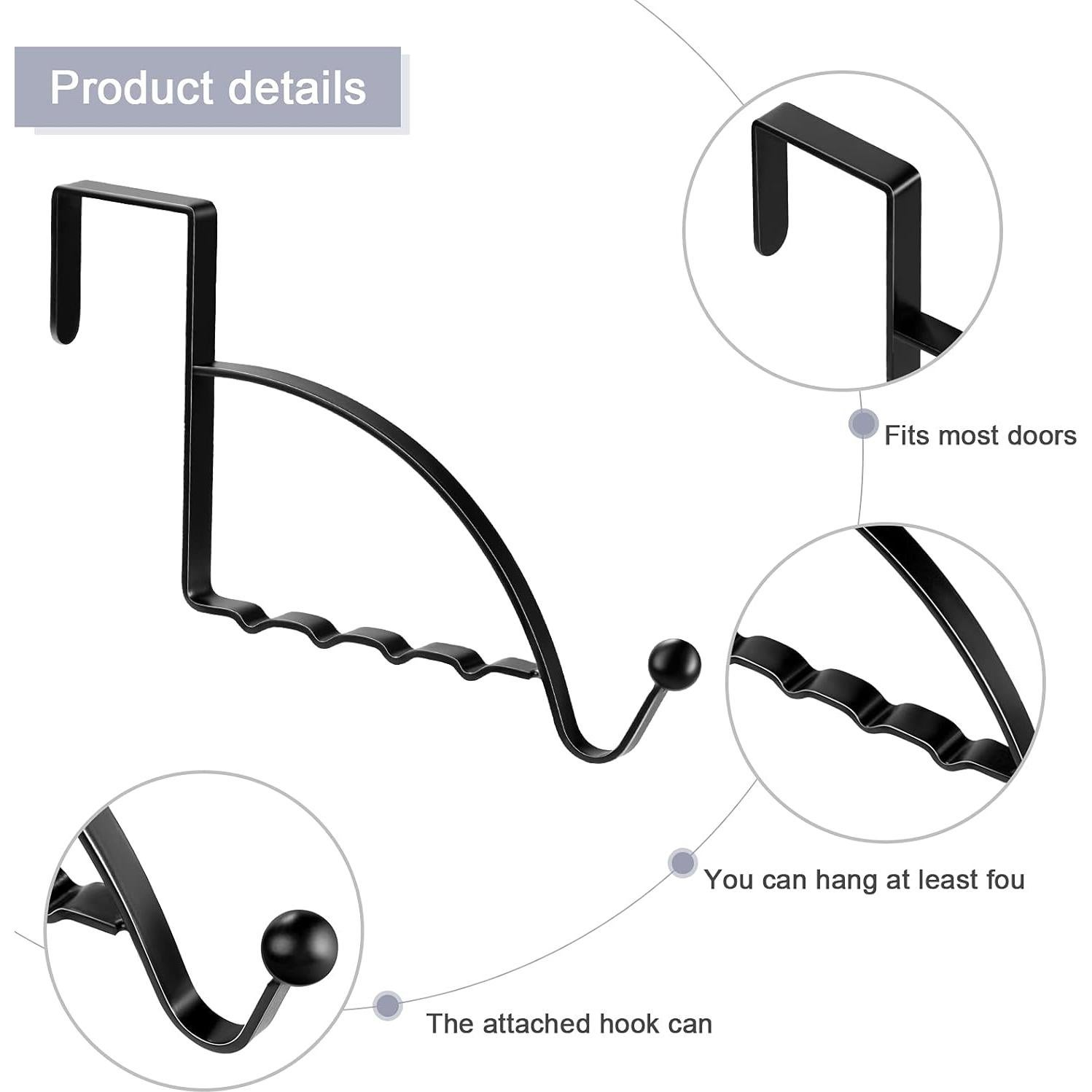 Ganchos sobre la puerta Hotop 2 Pcs Negro para Ropa y Accesorios