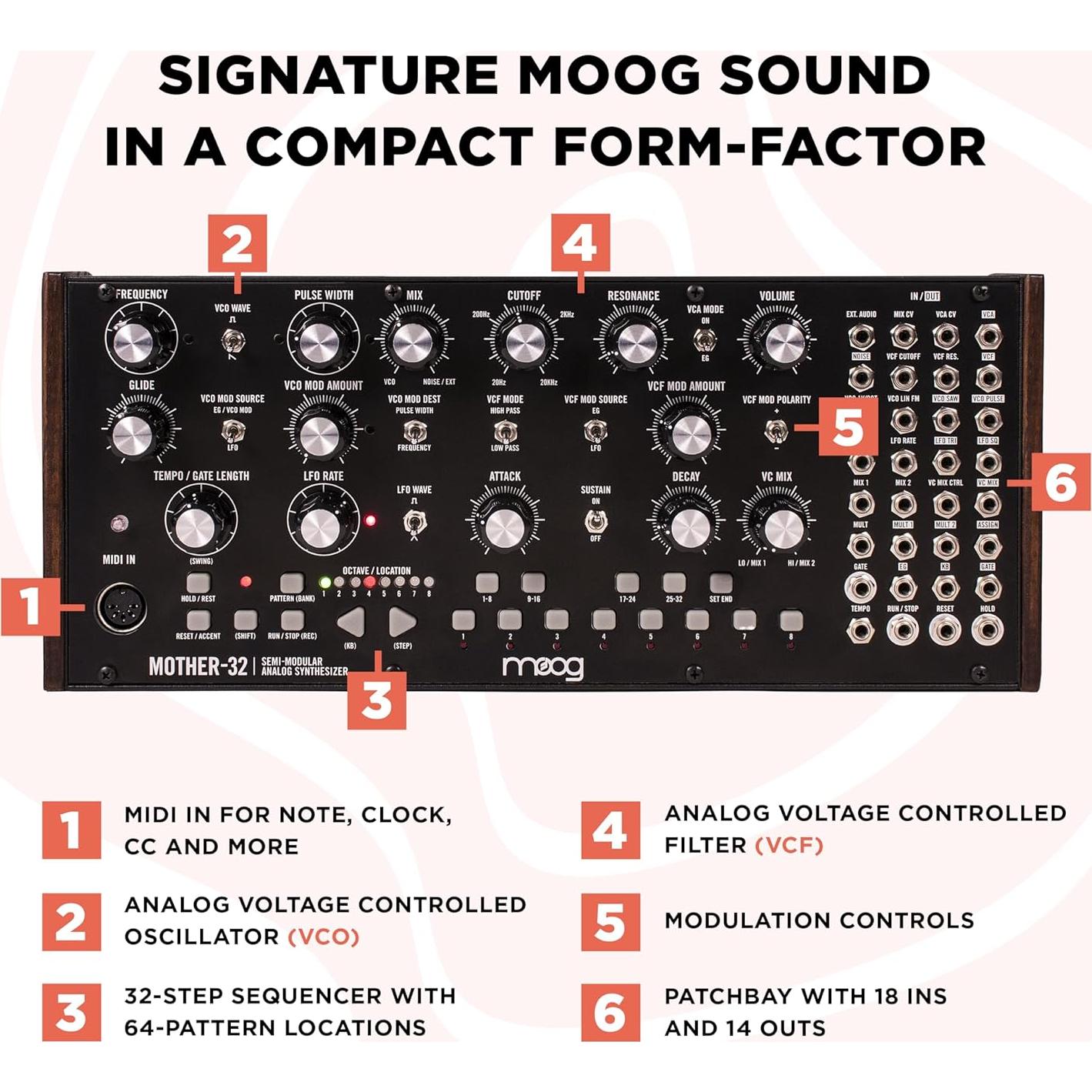 Sintetizador Analógico Moog Mother-32 Semi-Modular 1.58kg