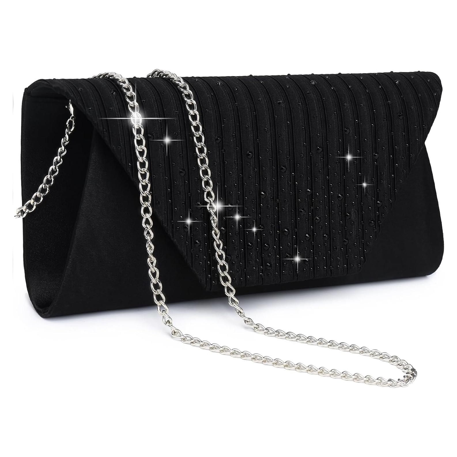 Bolso Clutch de Noche Dasein para Mujeres con Strass - Negro