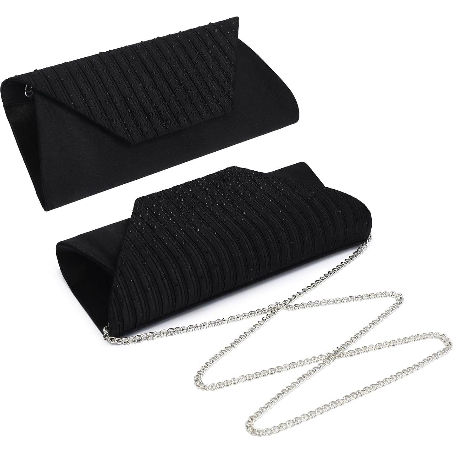 Bolso Clutch de Noche Dasein para Mujeres con Strass - Negro