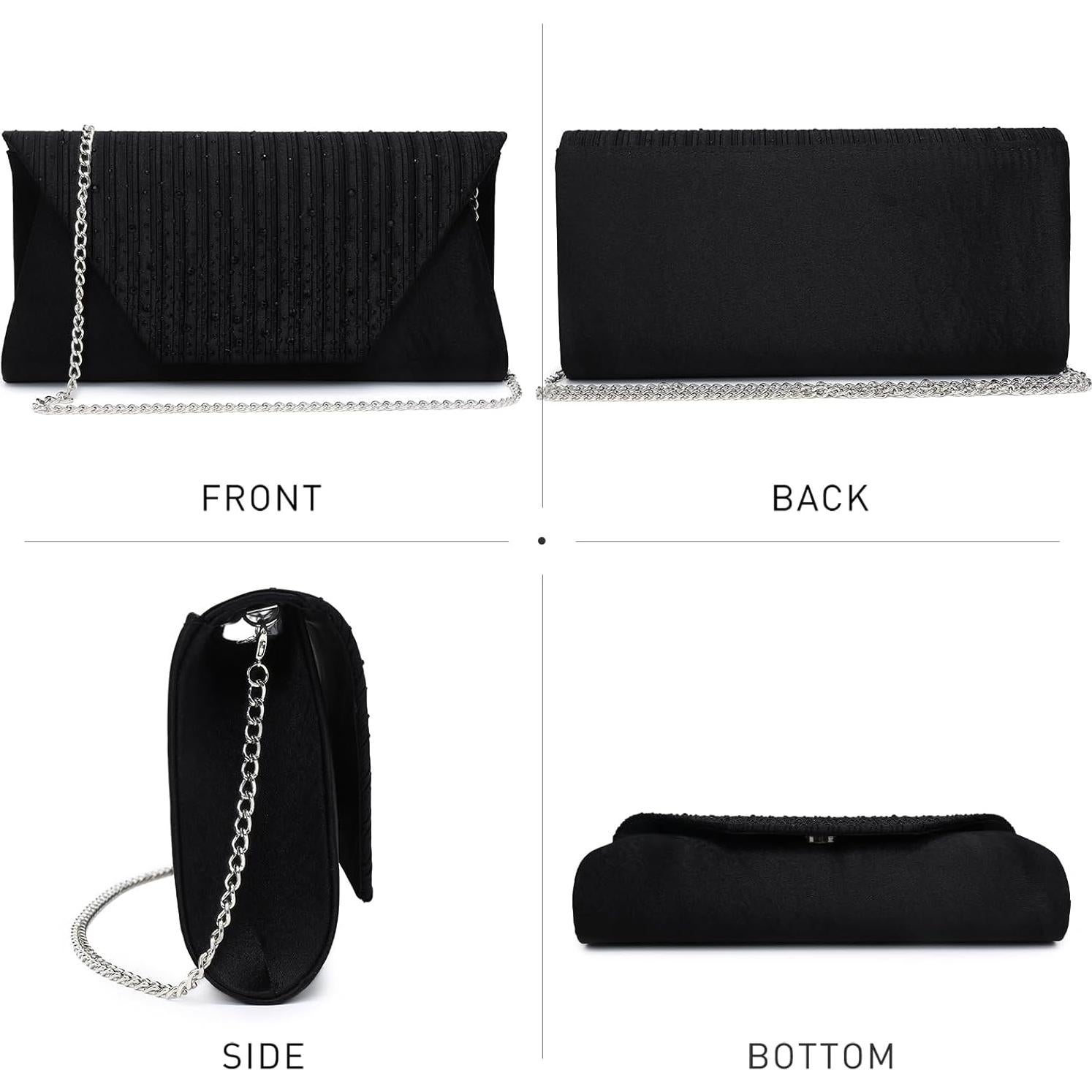 Bolso Clutch de Noche Dasein para Mujeres con Strass - Negro