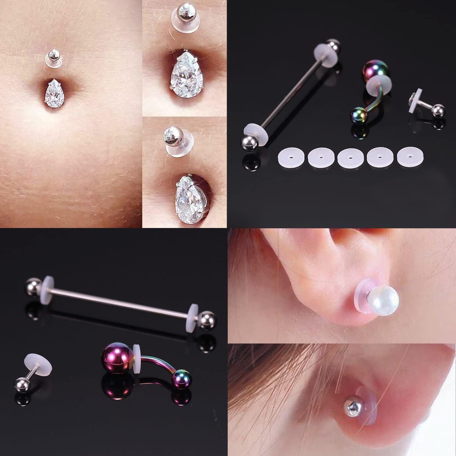 ZS 50 Piezas Discos de Silicona para Piercings 3/5/7 mm