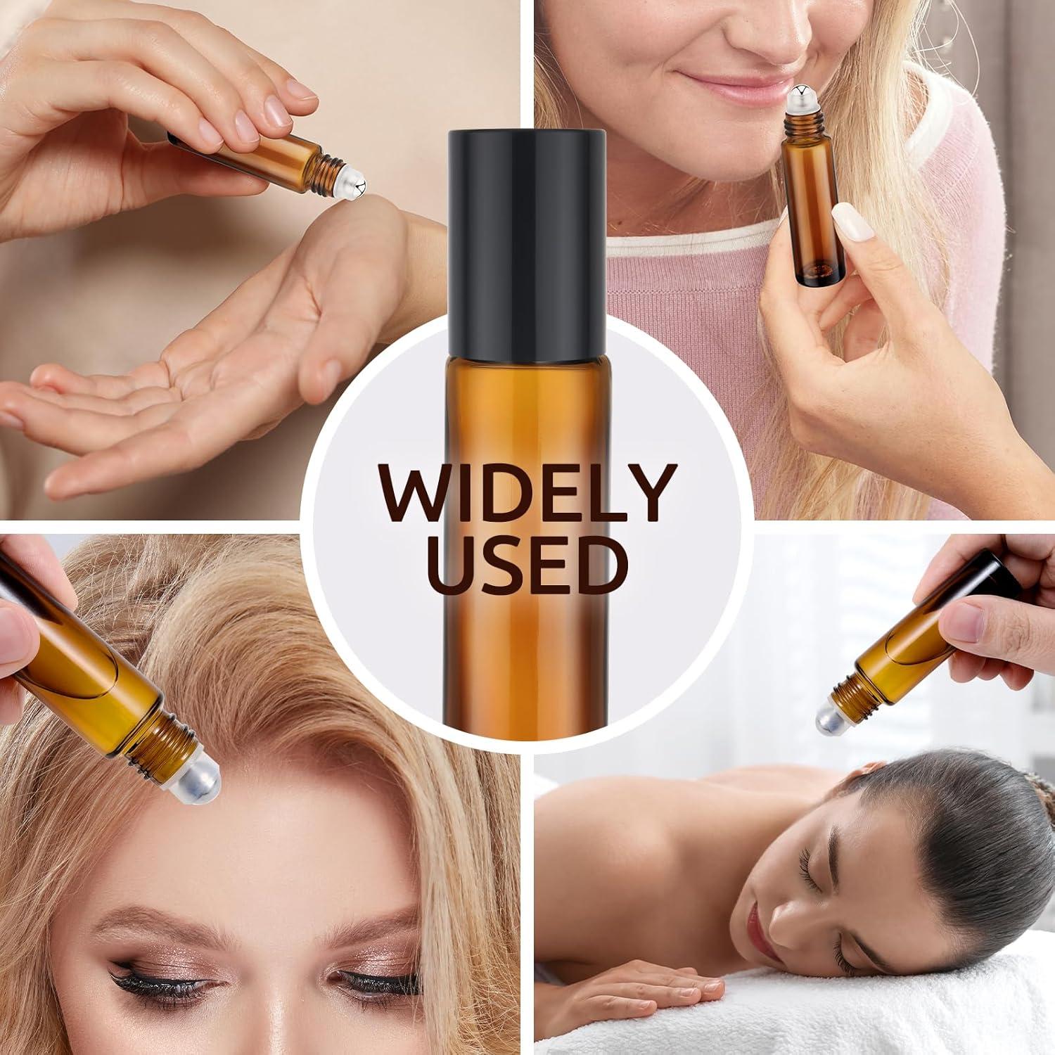 Botellas de Rodillo de Vidrio Ámbar 10ml Bofessor - Paquete de 4