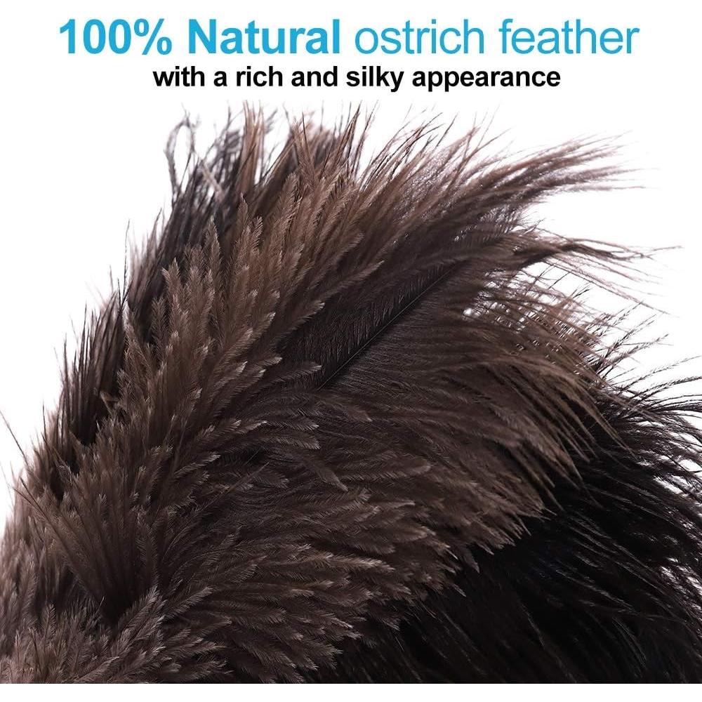 Plumero de Avestruz Negro Midoneat - 2 Paquetes, Mango de Bambú