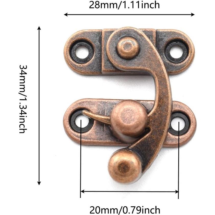 Cierre de Gancho Antiguo OZXNO 2-Pack Bronce Rojo 33x29mm