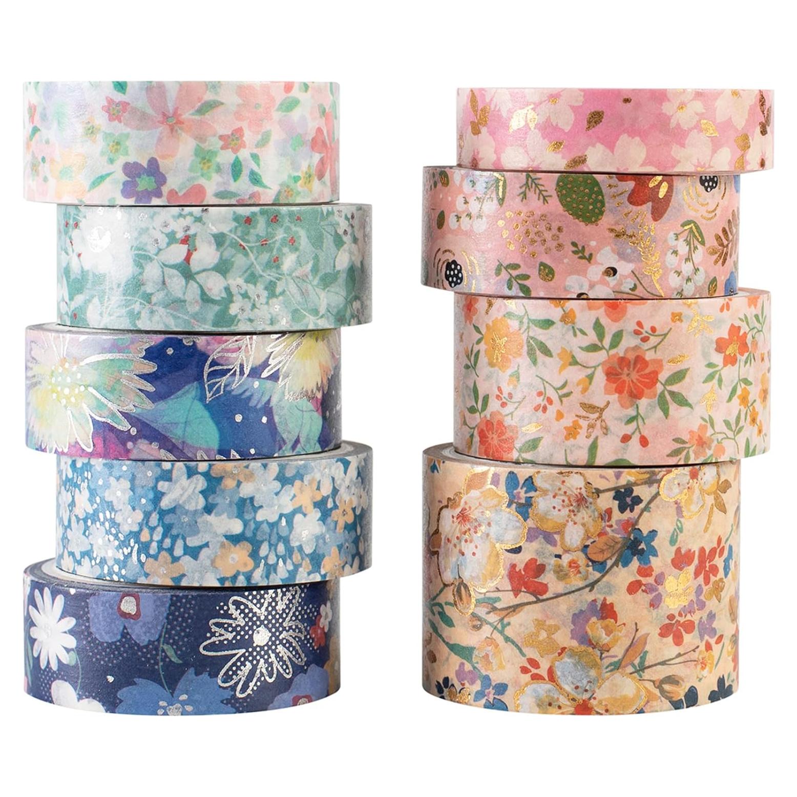 Conjunto de Cinta Washi YUBBAEX 9 Rollos Decorativa 10-30mm