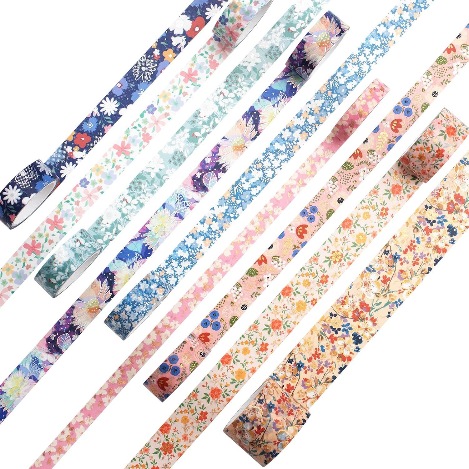 Conjunto de Cinta Washi YUBBAEX 9 Rollos Decorativa 10-30mm