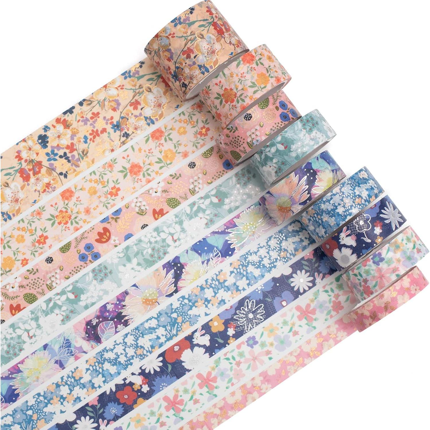 Conjunto de Cinta Washi YUBBAEX 9 Rollos Decorativa 10-30mm