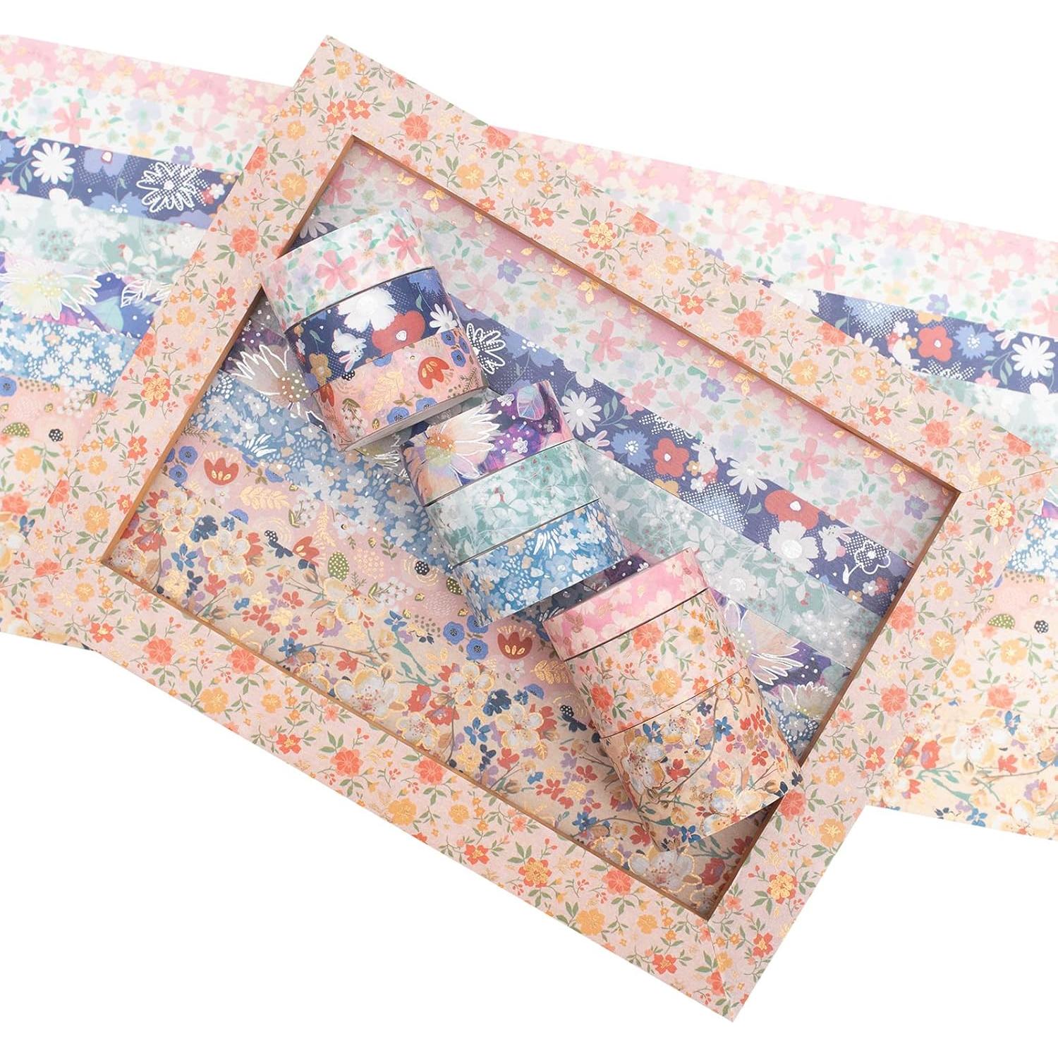 Conjunto de Cinta Washi YUBBAEX 9 Rollos Decorativa 10-30mm