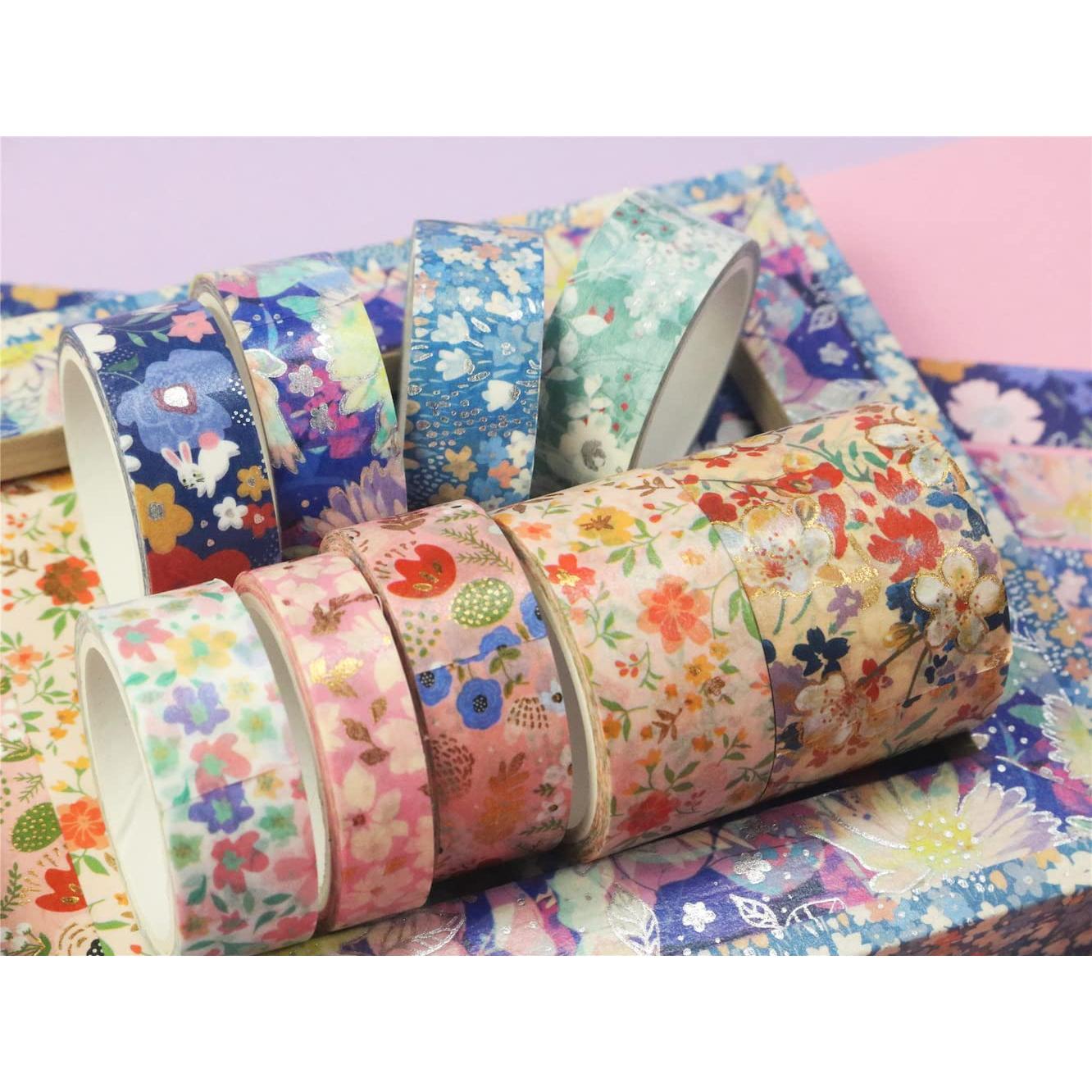 Conjunto de Cinta Washi YUBBAEX 9 Rollos Decorativa 10-30mm