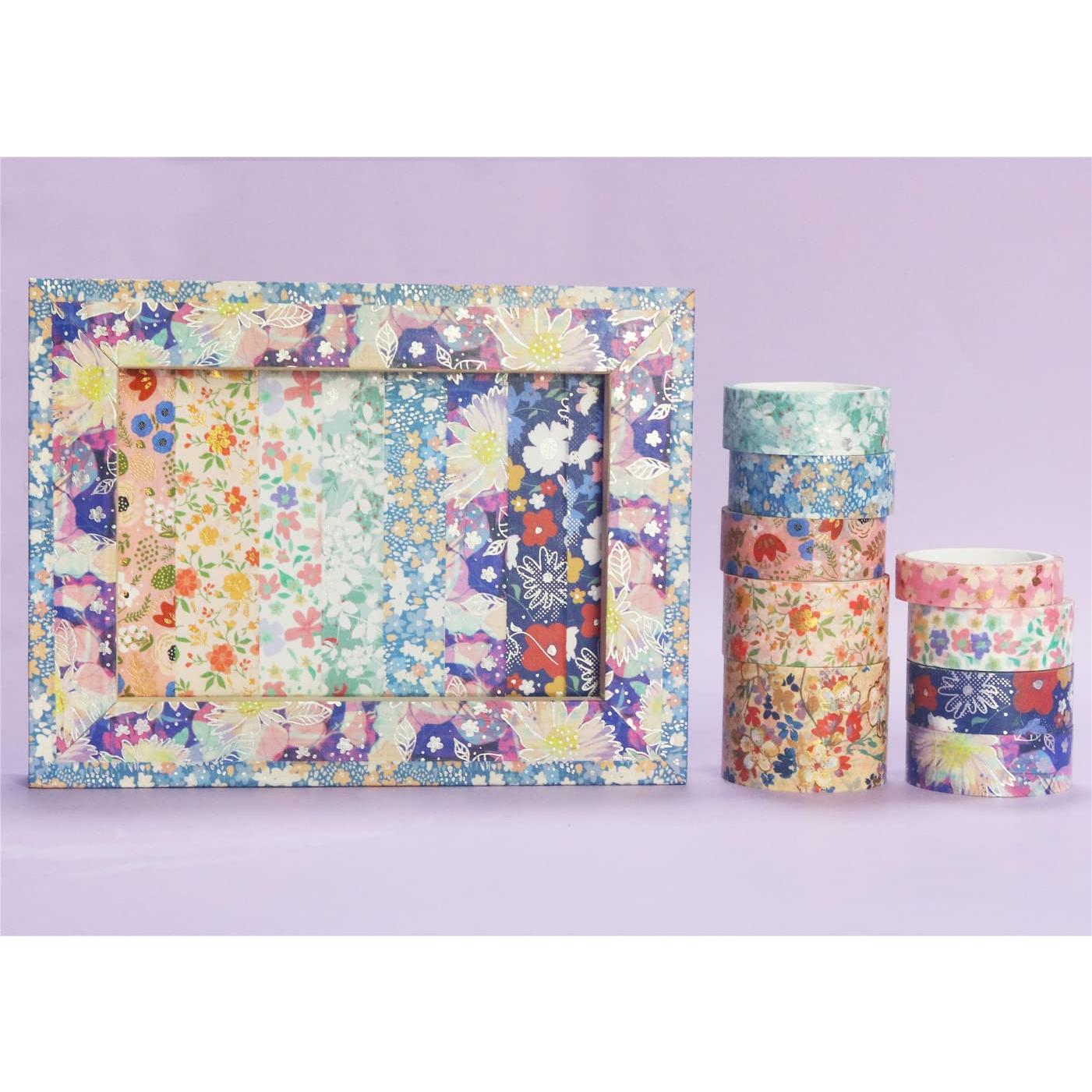 Conjunto de Cinta Washi YUBBAEX 9 Rollos Decorativa 10-30mm