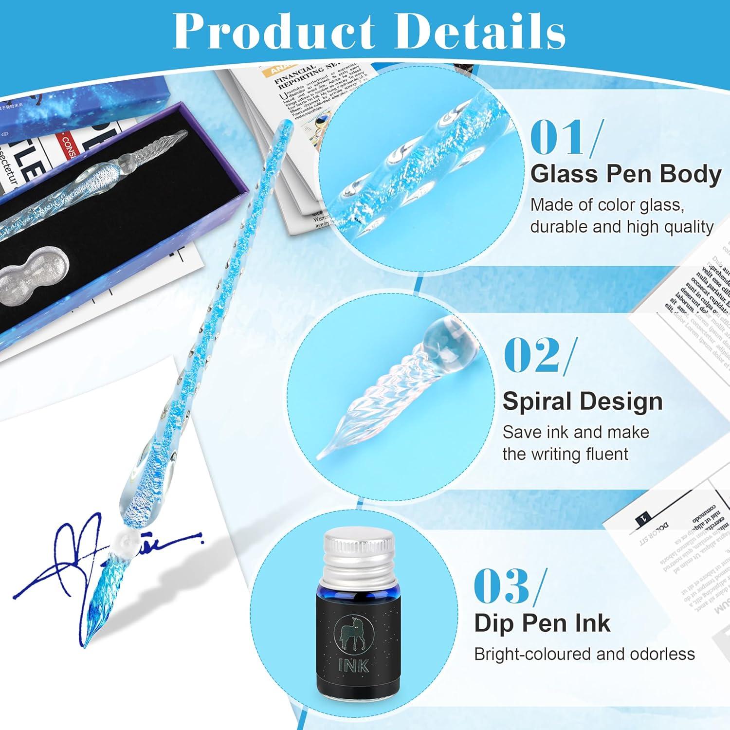 Juego de Plumas de Tinta de Vidrio Luxiv - Azul, 1 Cuenta