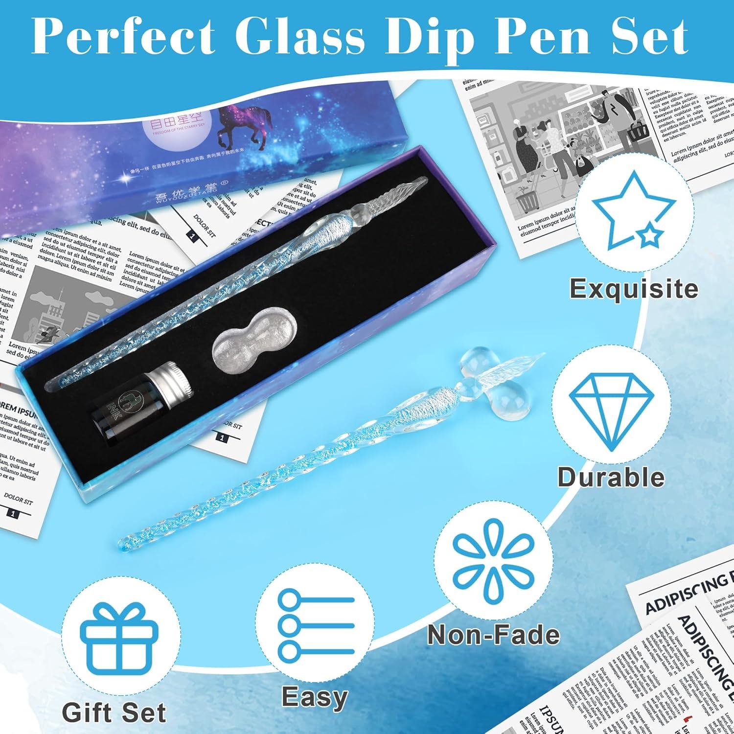 Juego de Plumas de Tinta de Vidrio Luxiv - Azul, 1 Cuenta