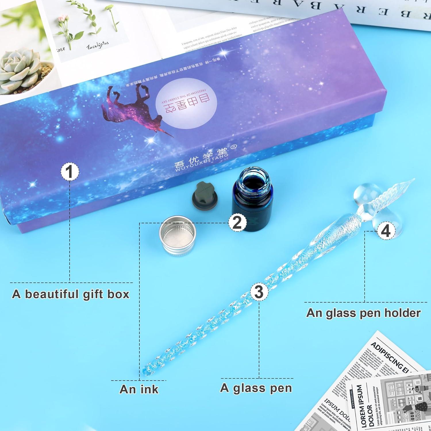 Juego de Plumas de Tinta de Vidrio Luxiv - Azul, 1 Cuenta