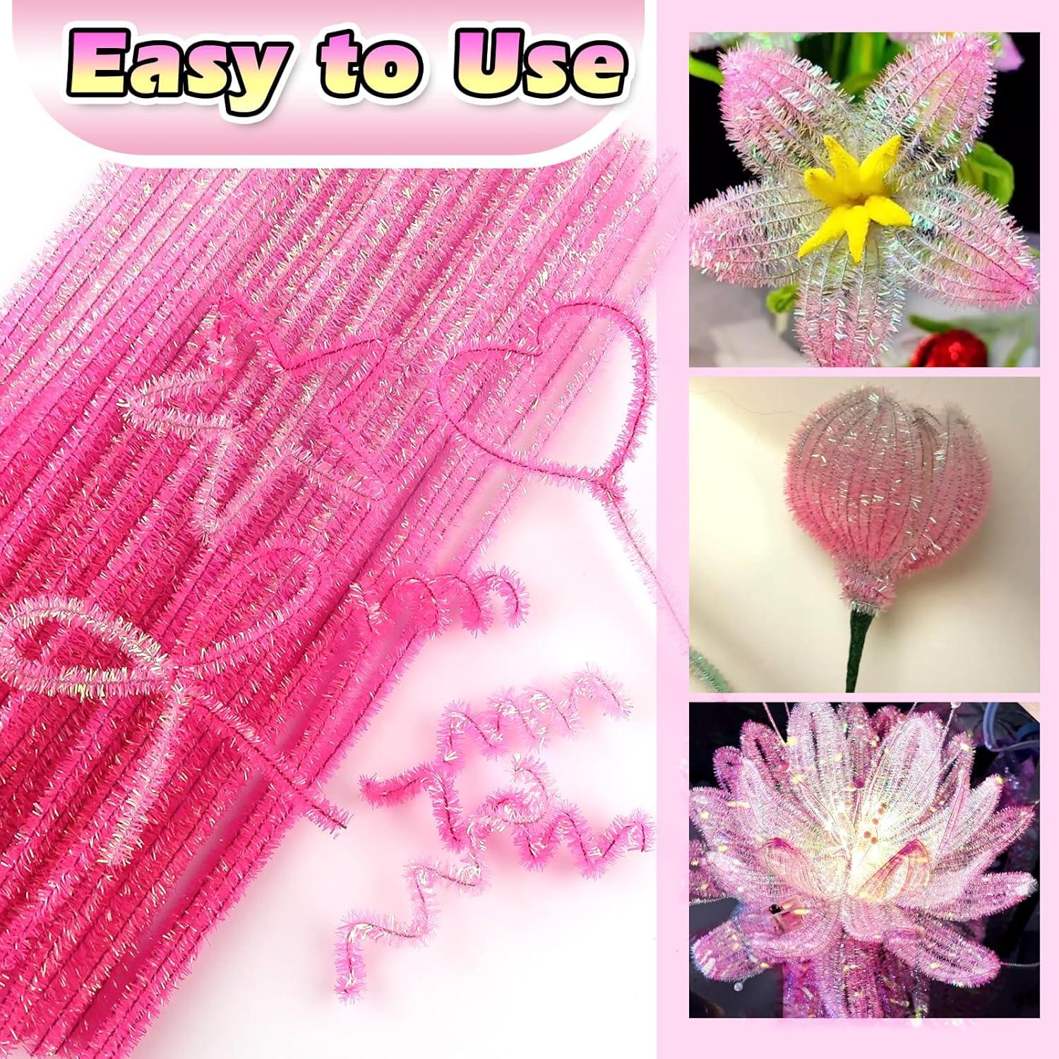 Limpiapipas Brillantes Gradiente Rosa TOAOB 100pcs 30 cm