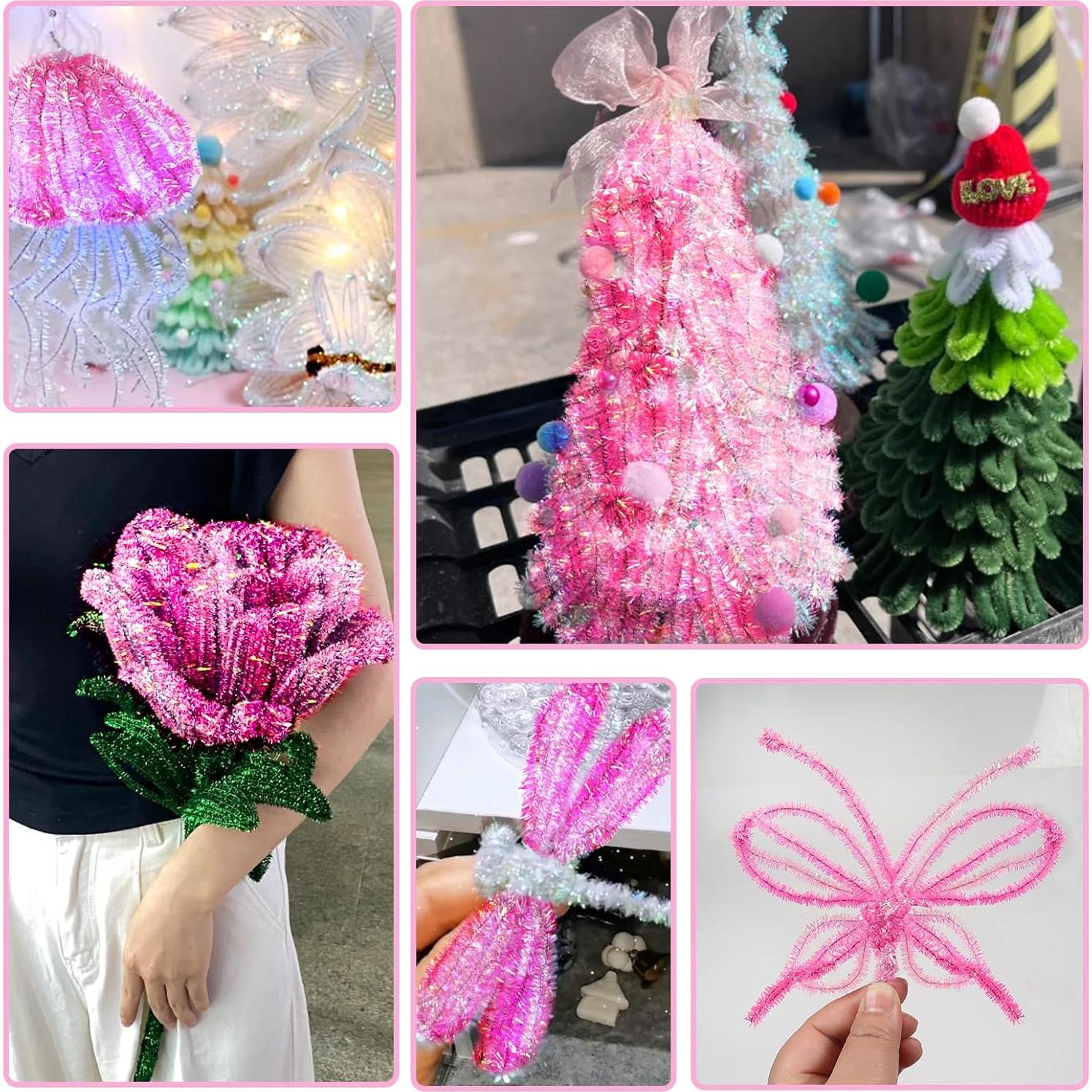 Limpiapipas Brillantes Gradiente Rosa TOAOB 100pcs 30 cm