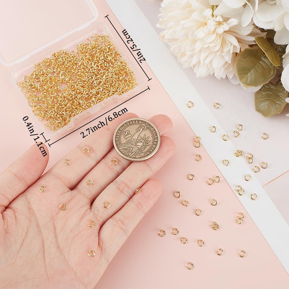 Beebeecraft 600 Anillas Abiertas de Salto 4mm Oro 18K Inoxidable
