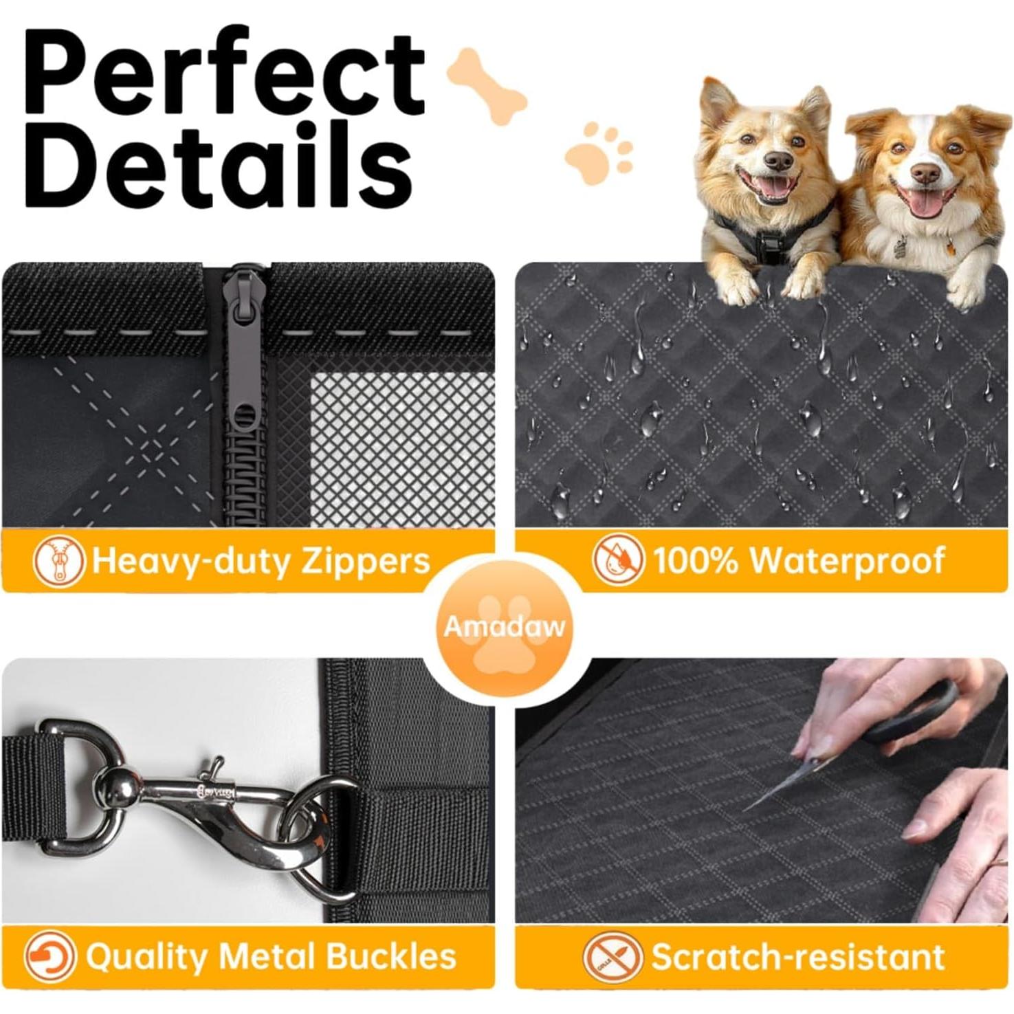 Funda de Asiento para Perros AMADAW Grande Impermeable Negro