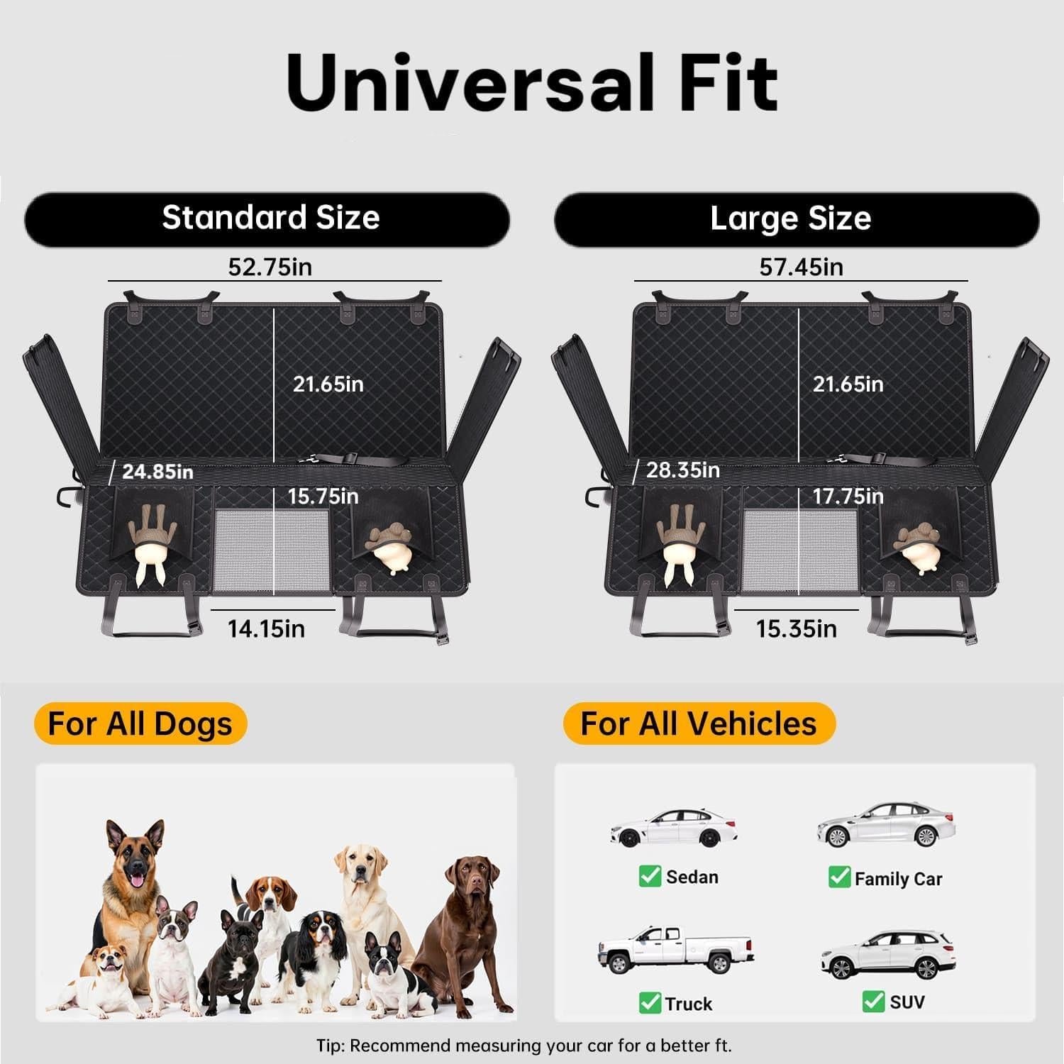 Funda de Asiento para Perros AMADAW Grande Impermeable Negro