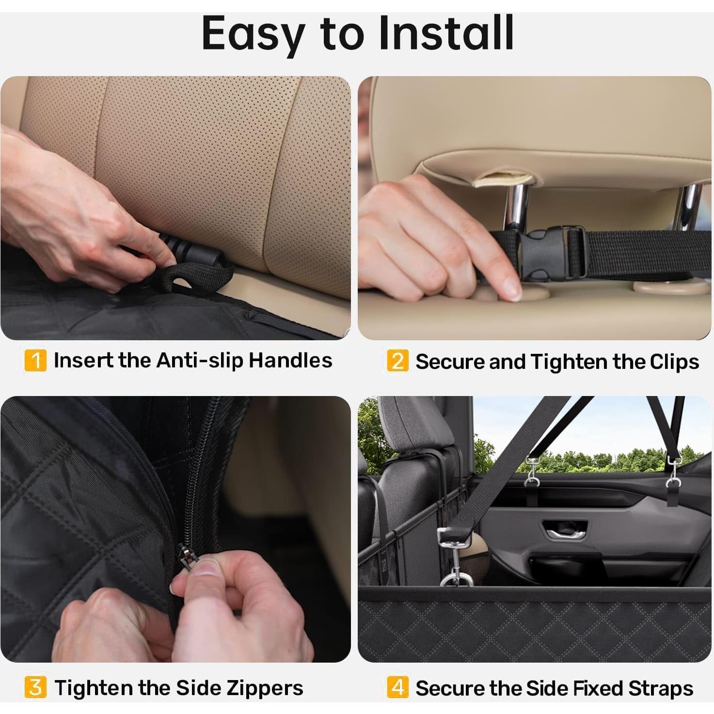 Funda de Asiento para Perros AMADAW Grande Impermeable Negro